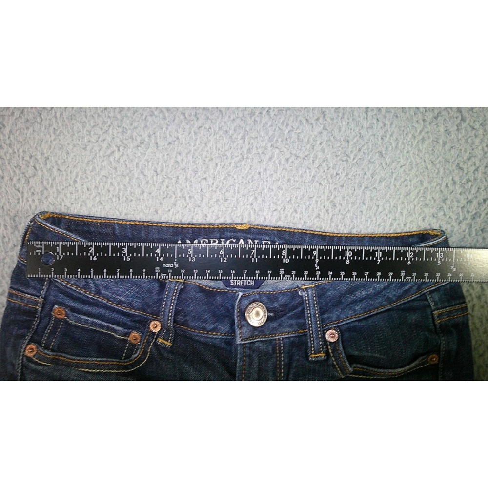 American Eagle Bermuda Shorts Women 4 Stretch‎ Low Rise Cuffed Fringe Hem Y2K - Picture 3 of 10